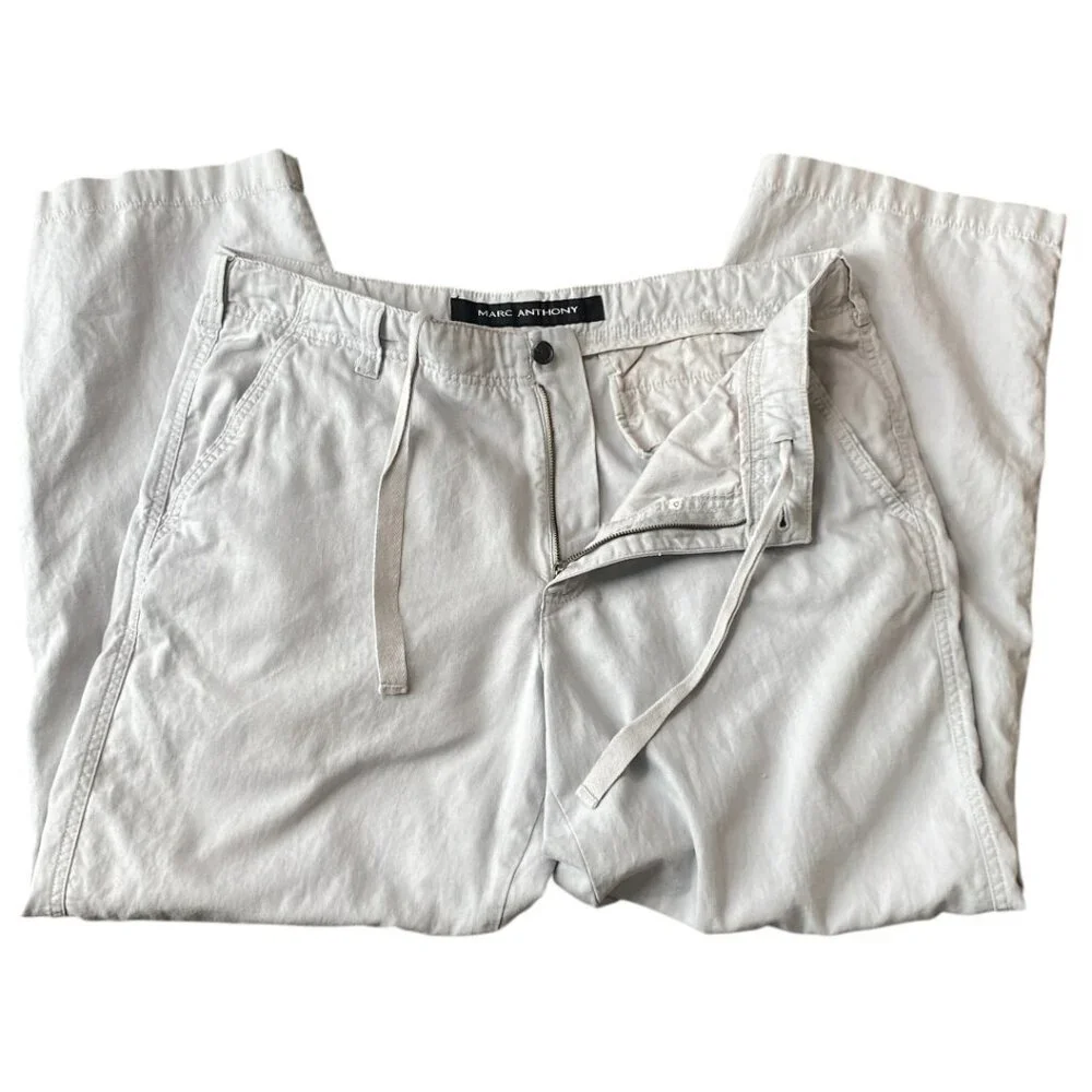 Marc Anthony Mens Linen-Cotton Pants Sz 38x30